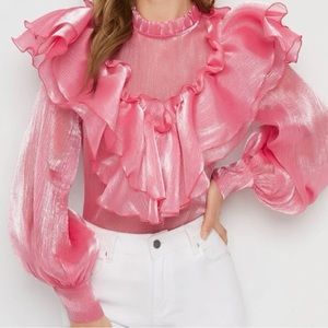 Ruffled pink sheer shirt